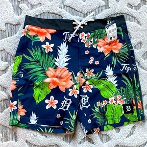Detroit Tigers Hurley 18” Boardshorts 47 Brand Phantom Swim Shorts Size 31  NEW